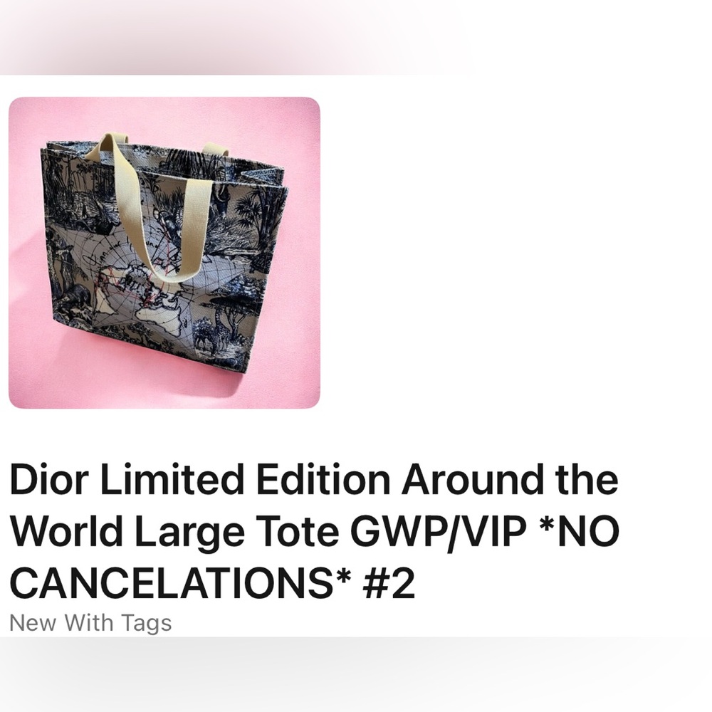 Dior Black and White Map Print Tote with Cream Handles